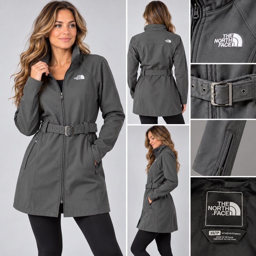 The North Face Apex Bionic Belted Softshell Trench Coat Jacket Black Women Large